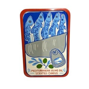 "Mediterranean Olive Oil" Sardine Tin Two Wick 8‎ oz Candle In Tin Holder New